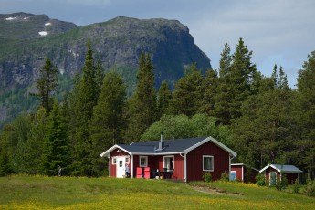 The village near The Årrenjarka lodge near Kvikkjokk and the Laponia UNESCO World Heritage Site, Greater Laponia rewilding area, Lapland, Norrbotten, Sweden